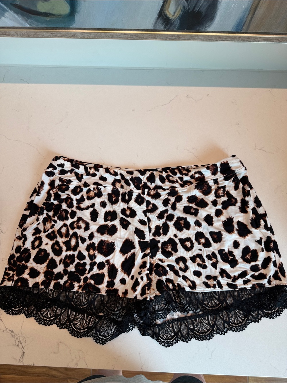 Soma Leopard-Print Lace-Trim Sleep Shorts in Brown and Black Cool Nights